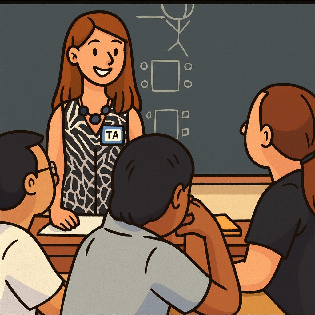 Graduate-Teaching Assistant Talking to Students