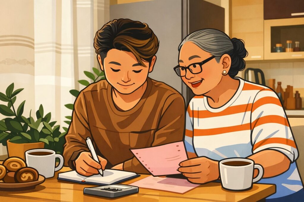 Grad Student with grandma discussing cosigning a loan